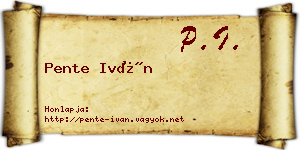 Pente Iván névjegykártya